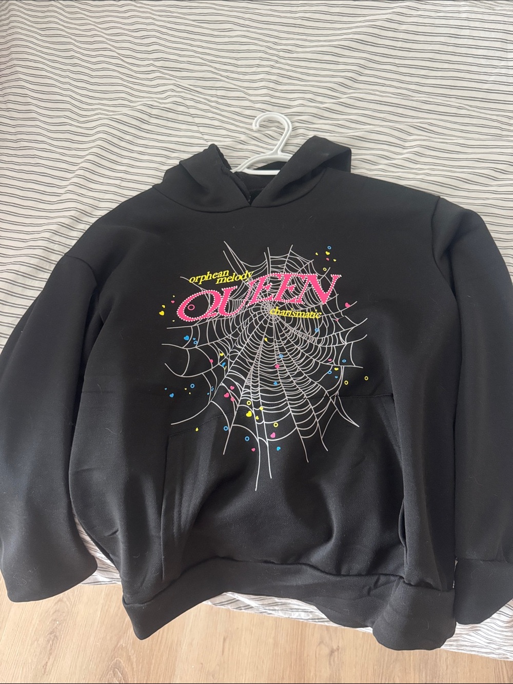 Amazon Black Hoodie Sweater with Pink and Multicolor Graphic